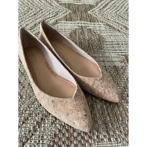 Corso Como Natural Cork Tan ‘Jullia’ Ballet Core Pointed Toe Flat Size 7.5M